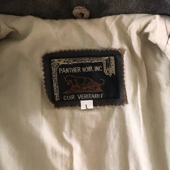 Vintage Medium Leather Jacket, brown oiled leather, Panther Noir - Picture 8 of 10